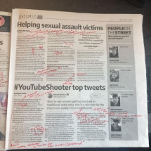 Adviser Bob Bortel’s infamous red editing marks