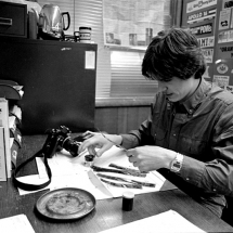 Photo editor Tim Westhoven at work, 1981. 