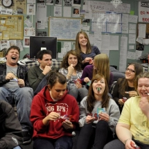 2011 BG News staff does the “fun dip” in newsroom.